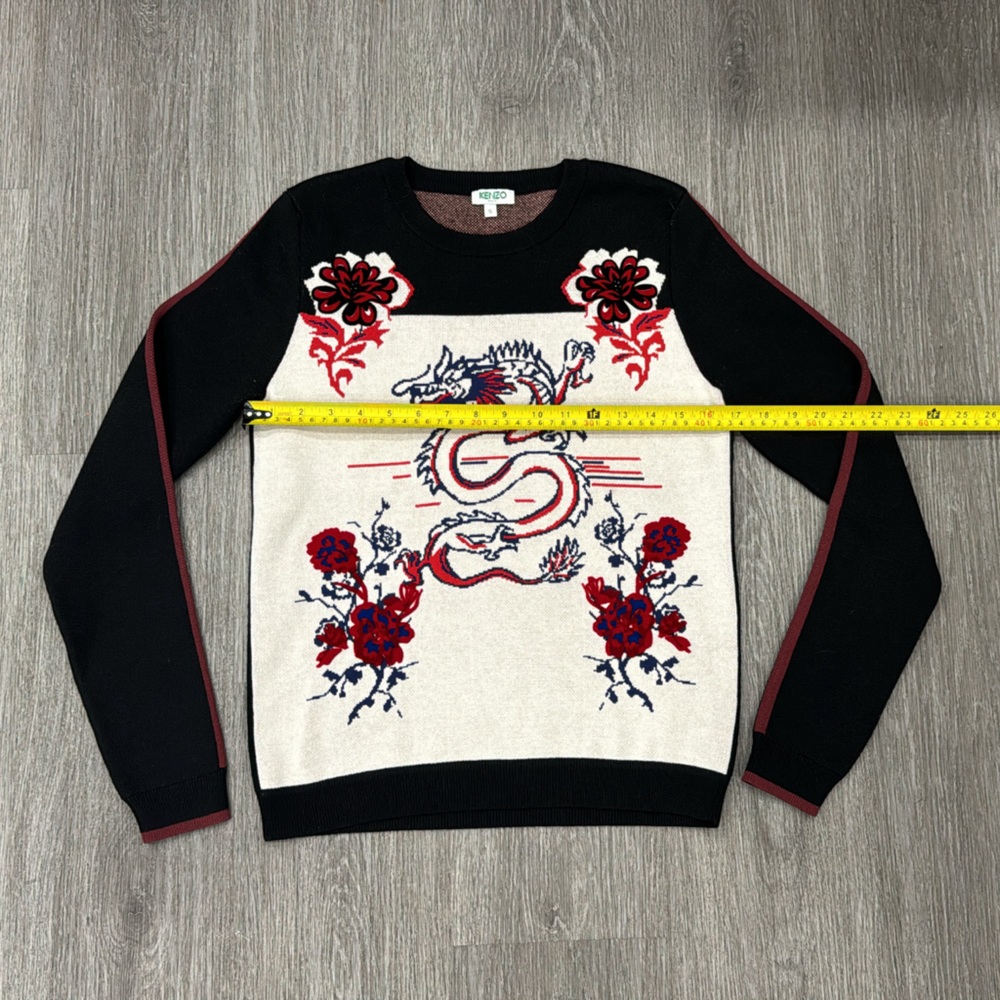 KENZO Dragon Wool Blend Jacquard Sweater Size Small - Picture 7 of 11